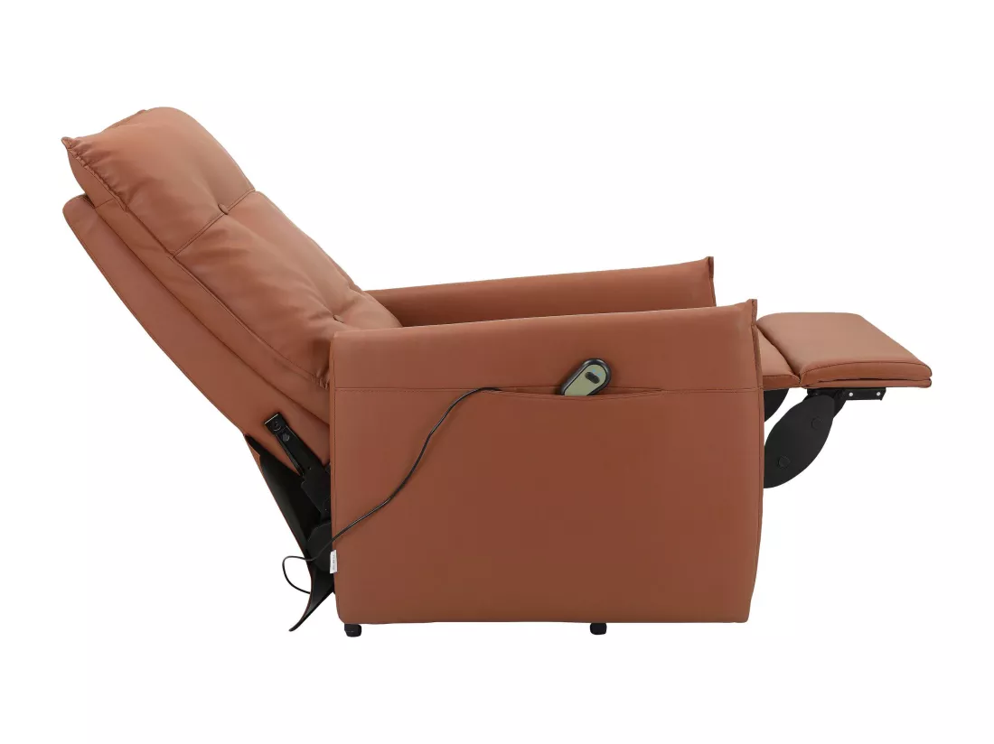 Marko | Fauteuil inclinable électrique et relevable en PU cognac