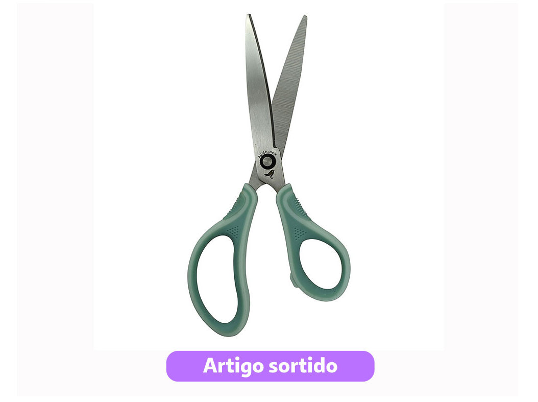 TESOURA ASSIMÉTRICA AUCHAN BI-MATERIAL 21CM CORES SORTIDAS