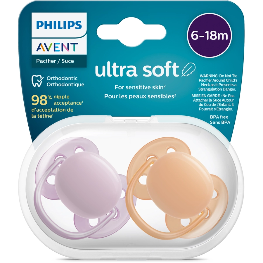 Philips Avent Schnuller ultra soft SCF09133 6-18 Monate gelblila 4 Stück