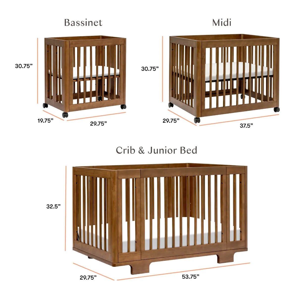 Babyletto Couchette Convertible 8 en 1 Yuzu - Noyer