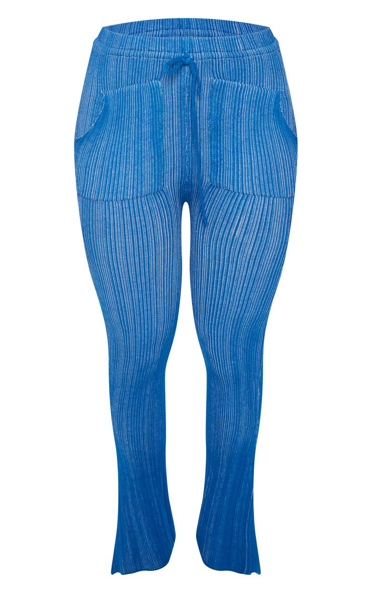 Bleu Vif Pantalon Évasé En Maille Shape Avec Cordon De Serrage Contrasté