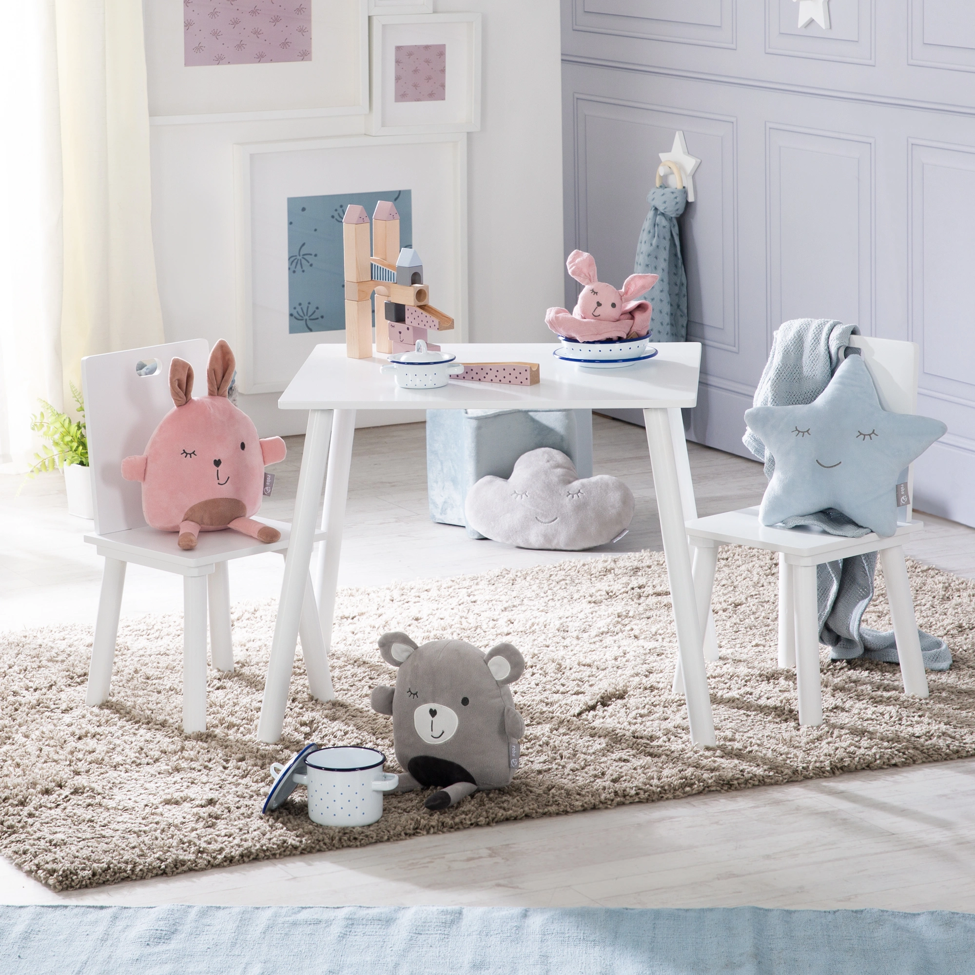 Kindersitzgruppe Holz weiß