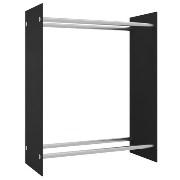 vidaXL Vedstativ svart 80x35x100 cm herdet glass