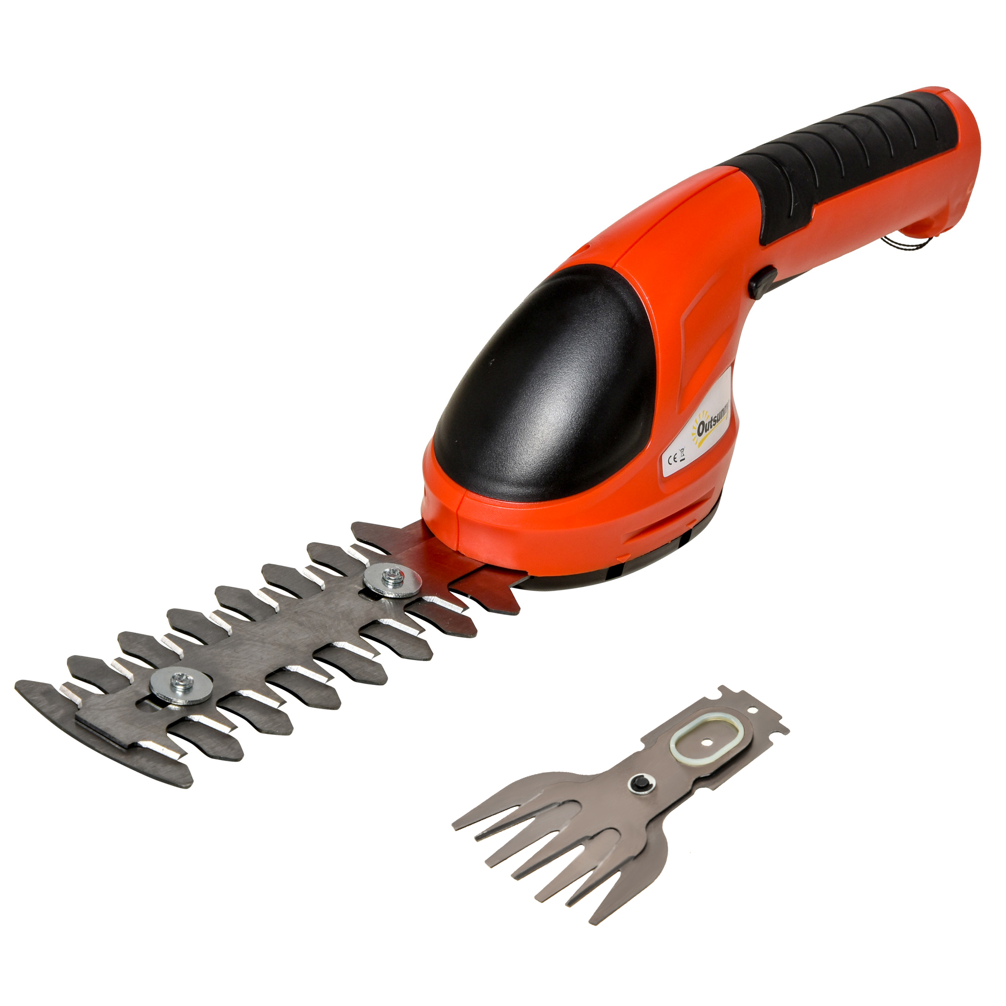 Cortador de grama e aparador de cerca-viva elétrico Outsunny 2 em 1, vermelho e preto, para jardim.