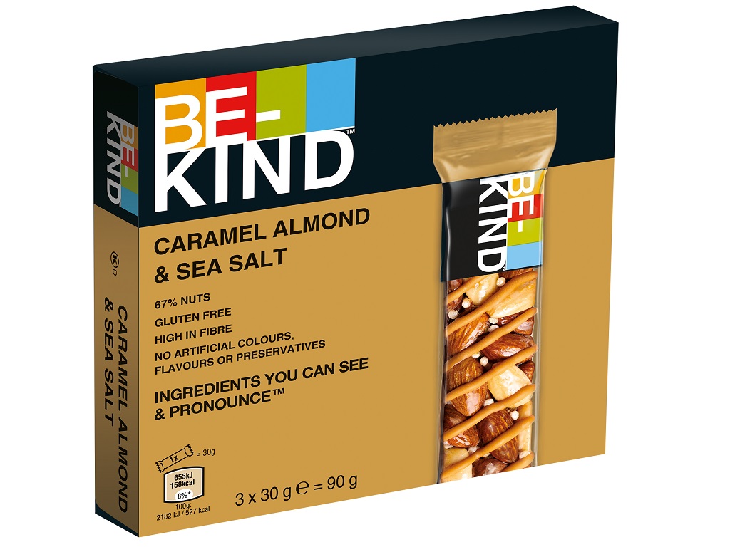 BARRAS BE-KIND CARAMELO AMÊNDOA E SAL MARINHO 3X30G