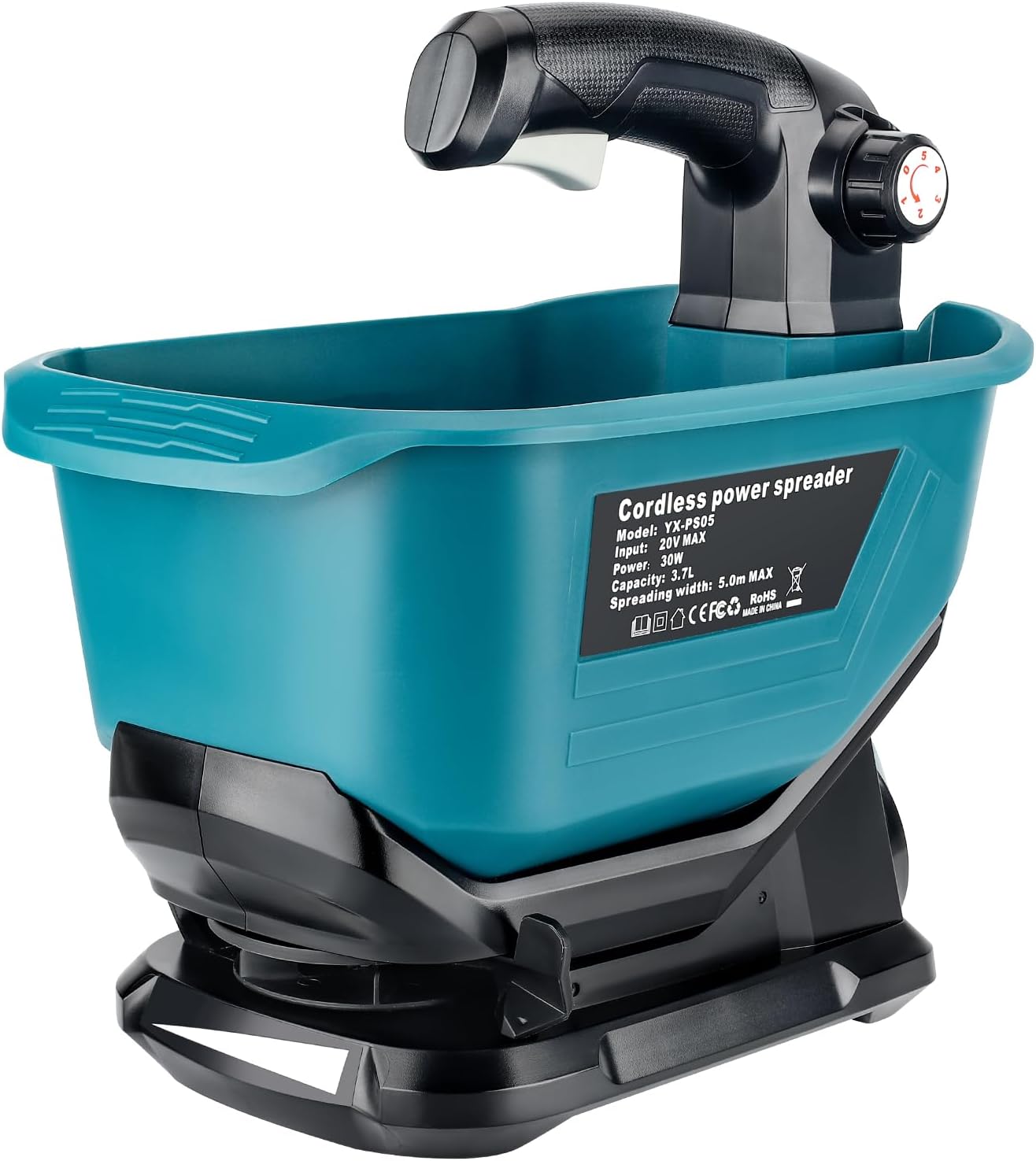 Salzstreuer für Makita 18 V LXT Li-Ion-Akku, handlicher Samen- und Dünger-Streuer Ganzjährige Abdeckung für Grassamen, Steinsalz, Eisschmelzen (nur Werkzeug)