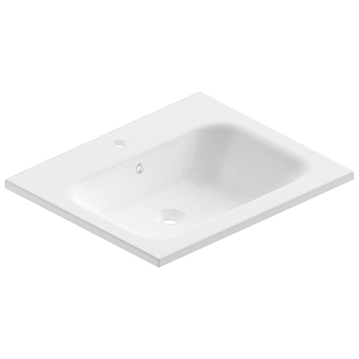 Meuble sous vasque à suspendre Pura blanc 60 cm + Plan vasque en résine blanc Pura 60 cm