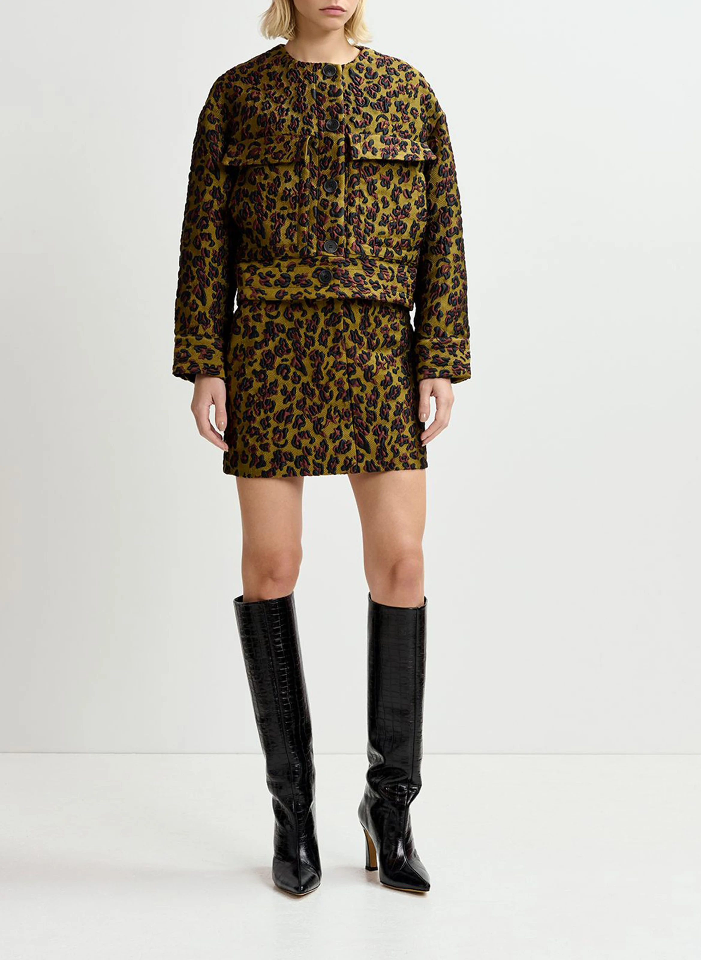 GALLANT2 - Veste col classique ample en jacquard imprimé | Vert