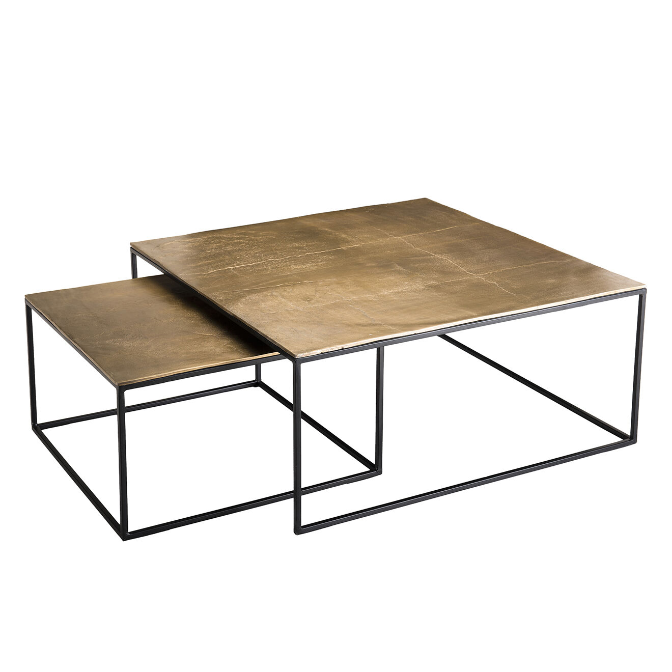 Macabane 2 Tables gigognes carrées Jonas dorées - 89x89x40 cm