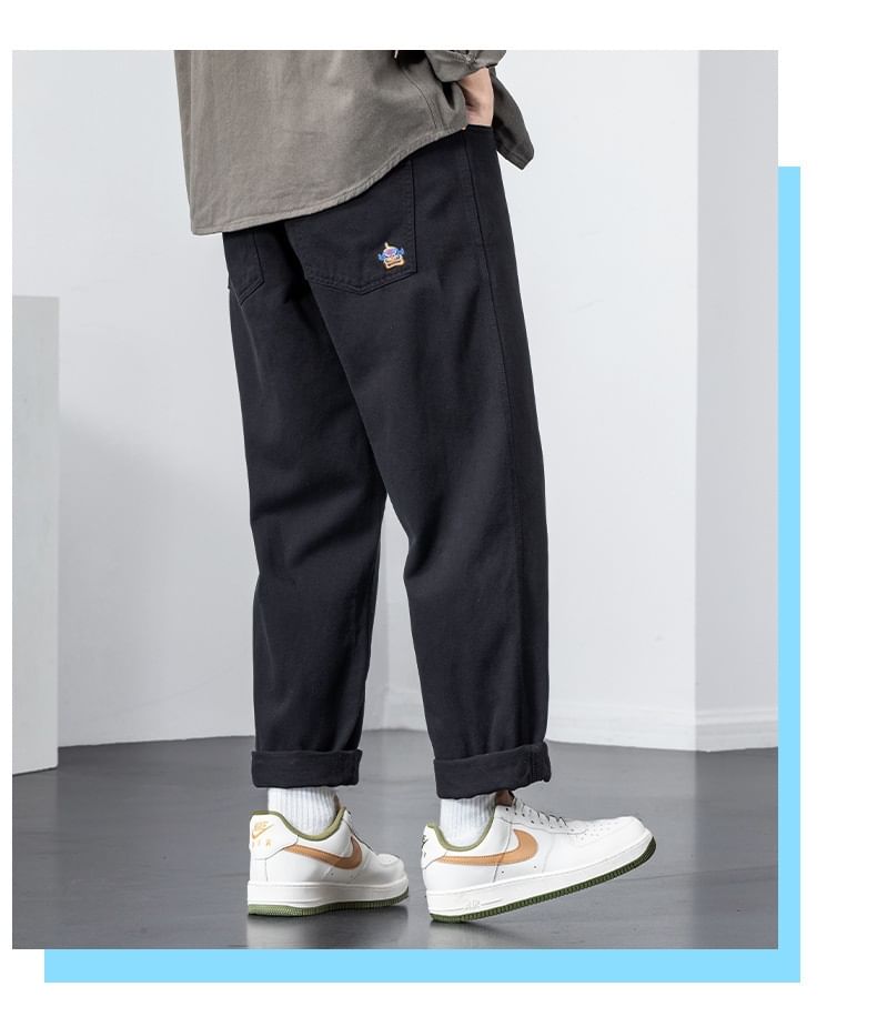 Cowpow - Mid Rise Plain Crop Straight Leg Broek