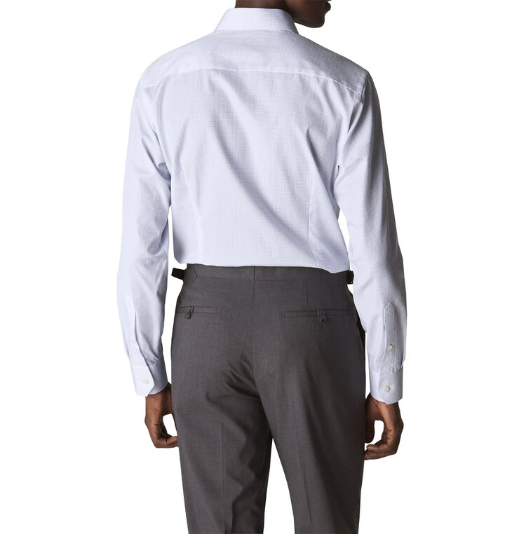ETON Light Blue Micro Print Shirt - Slim Fit Lyseblå