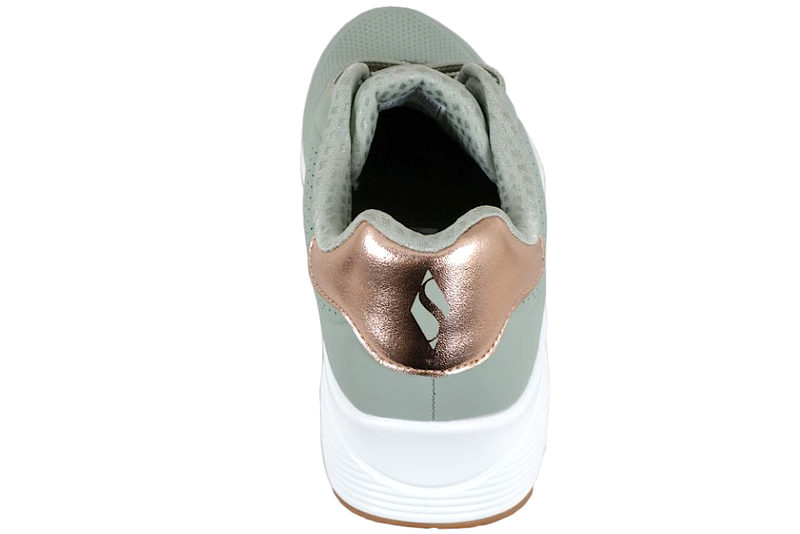 SKECHERS UNO SHIMMER AWAY SAGE LIGHT GREEN SNEAKER