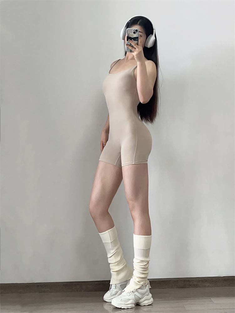 Arigne - Spaghettibandjes effen open rug sportromper
