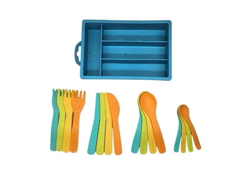 alldoro Besteckset für die Kinderküche, 17-teilig Kinderbesteck-Set mit Besteckkasten