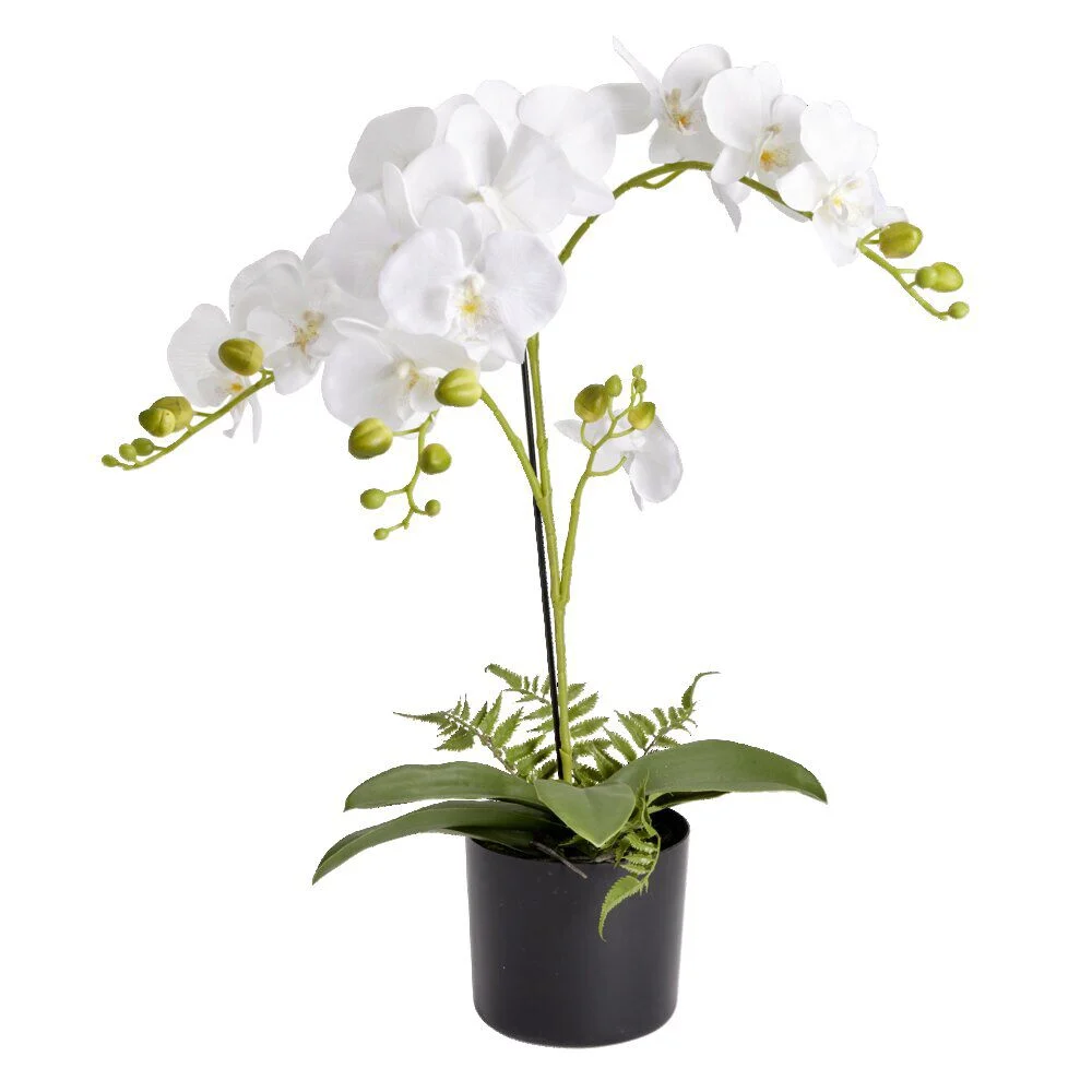Fleurs artificielles en pot orchidée blanche 4 branches H71cm