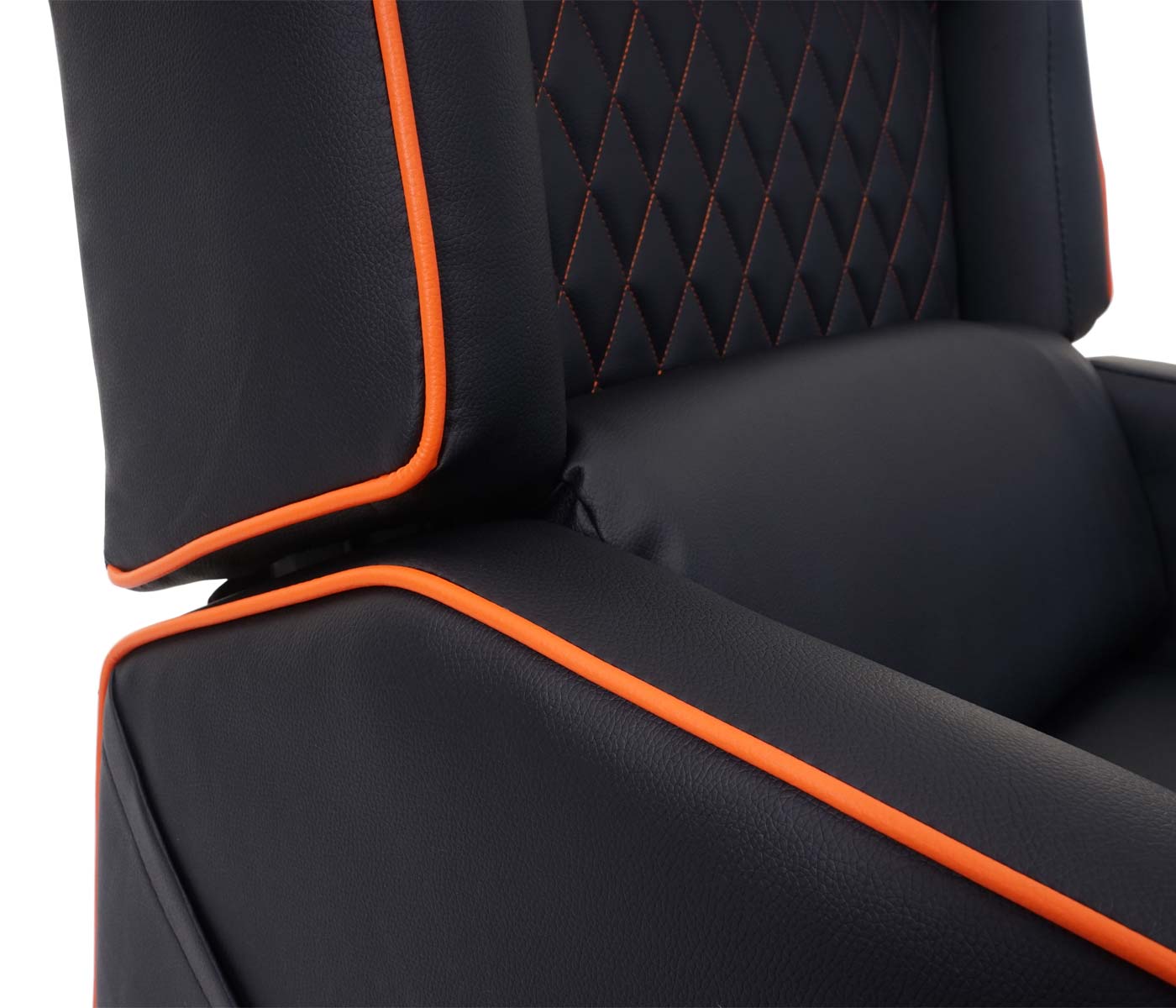 Fernsehsessel MCW-J27, Relaxsessel Liege Sessel TV-Sessel, Kunstleder ~ schwarz-orange