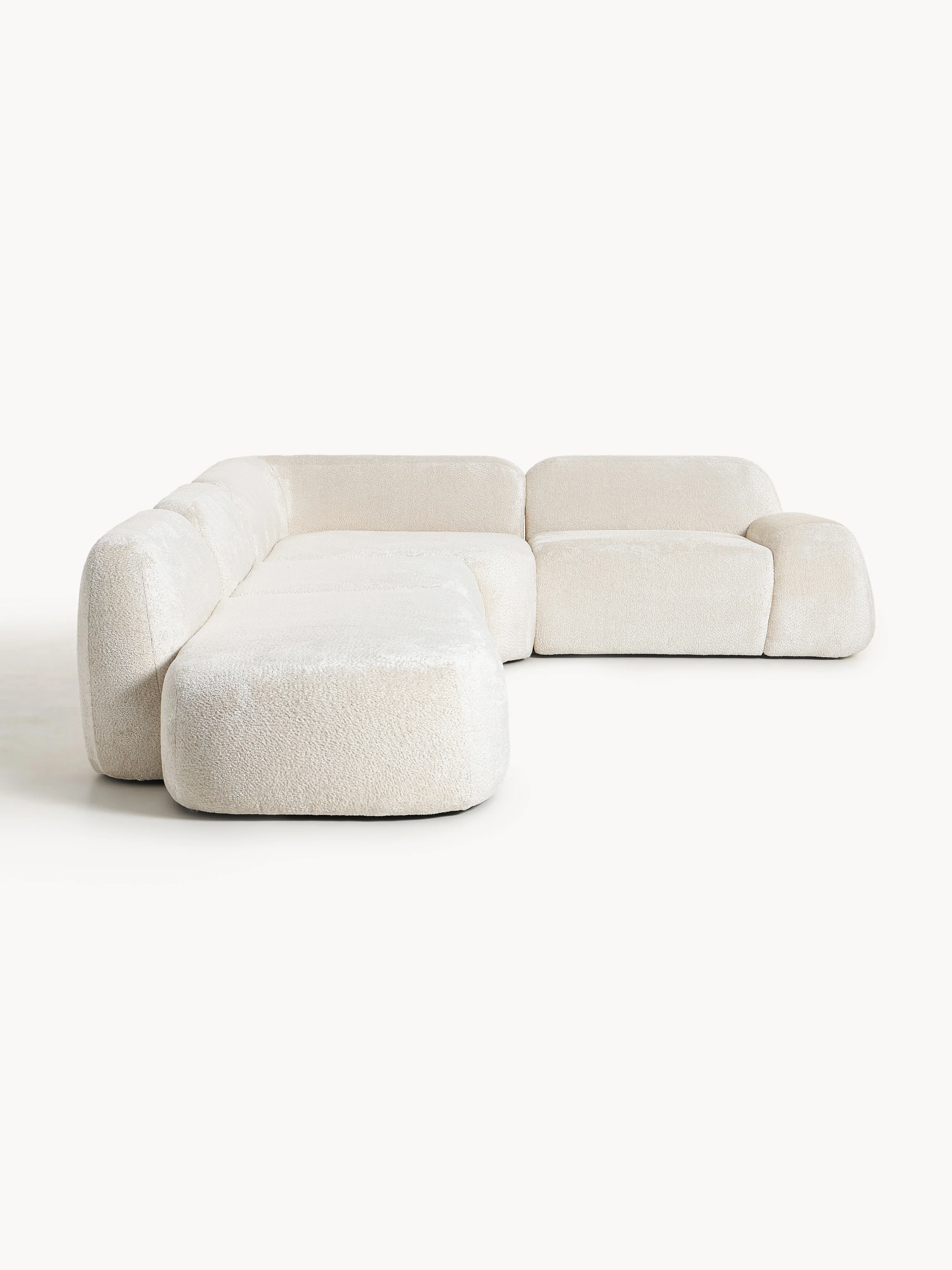 XL modulaire teddy bouclé hoekbank Wolke (4-zits) met chaise longue