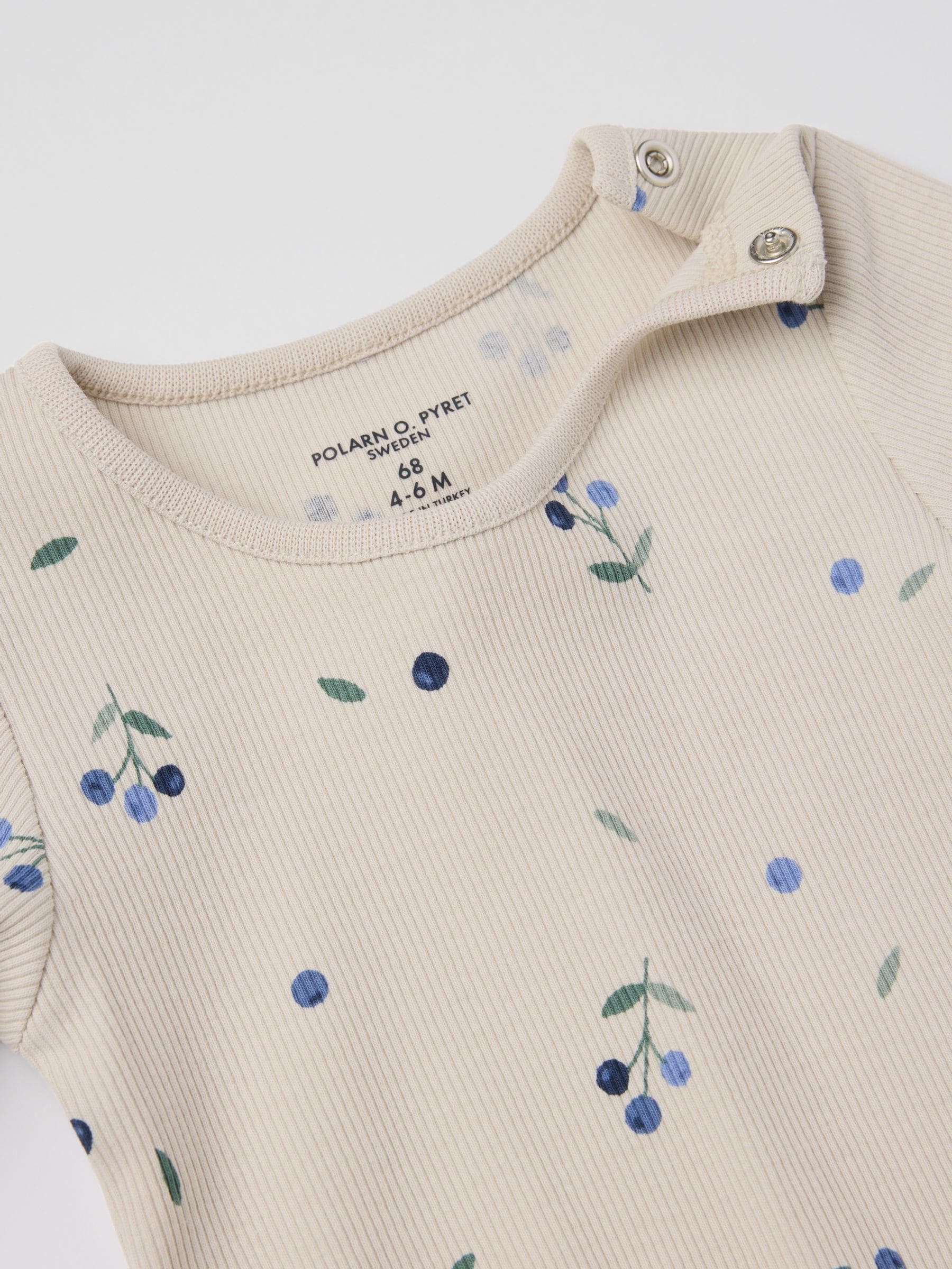 Polarn O. Pyret Cotton Ribbed Blueberry Print Babygrow