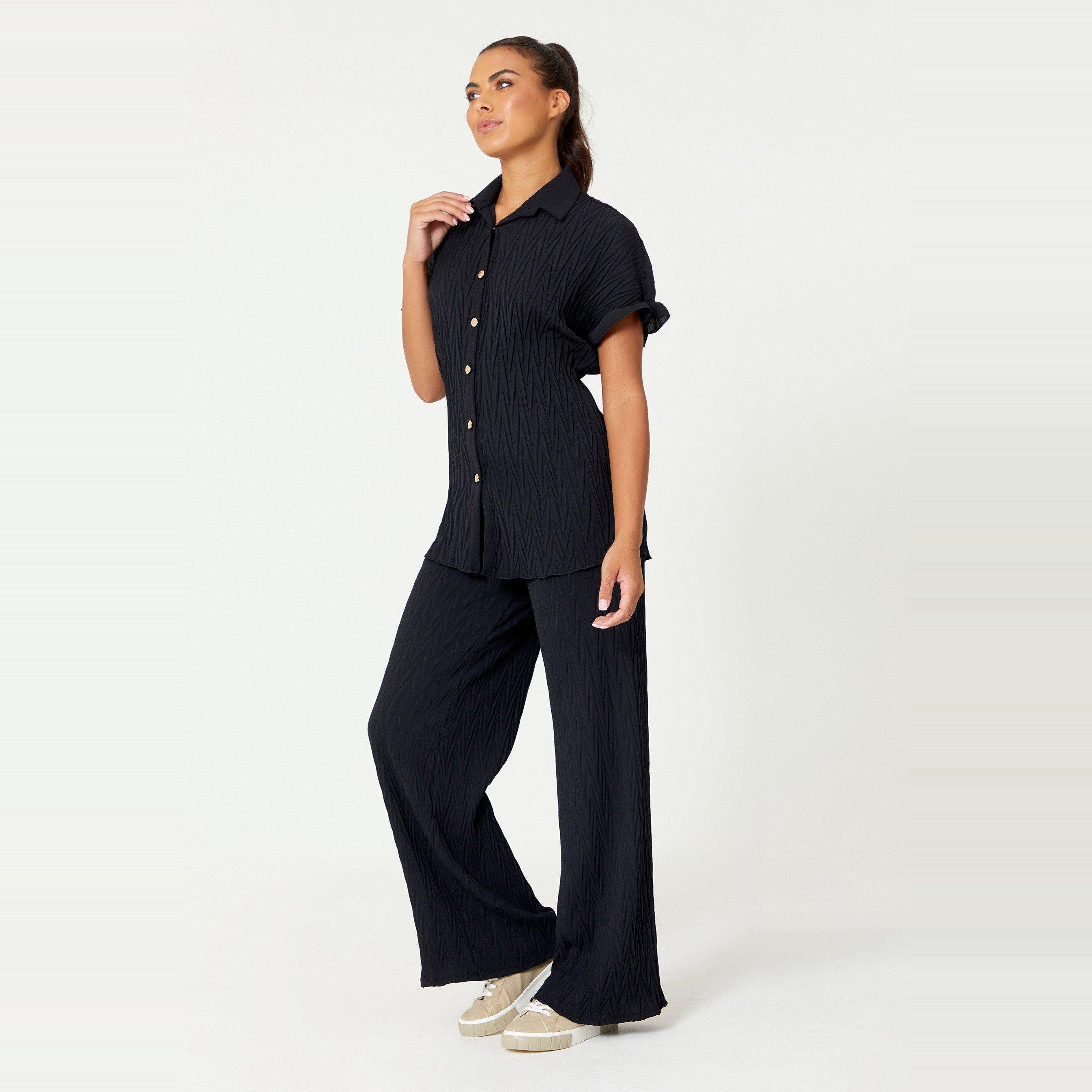 Be You Ladies Plisse Shirt and Trouser Co ord Set