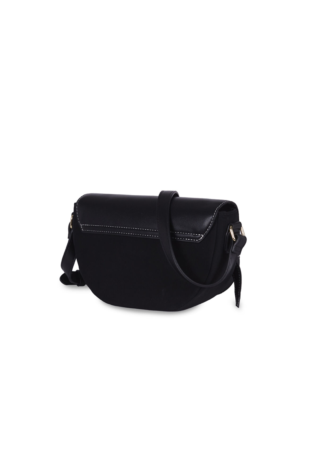 Bolsa de ombro com aba pespontada