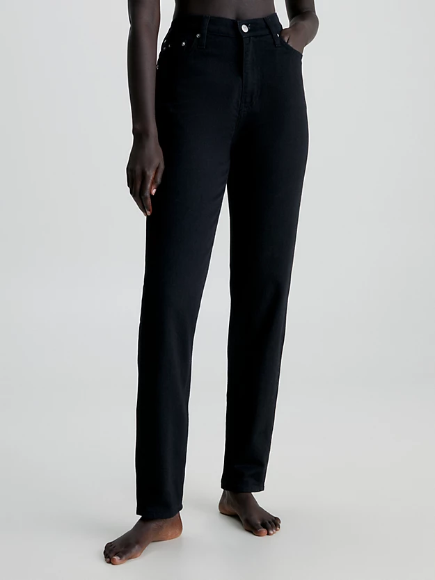Calça jeans reta de cintura alta