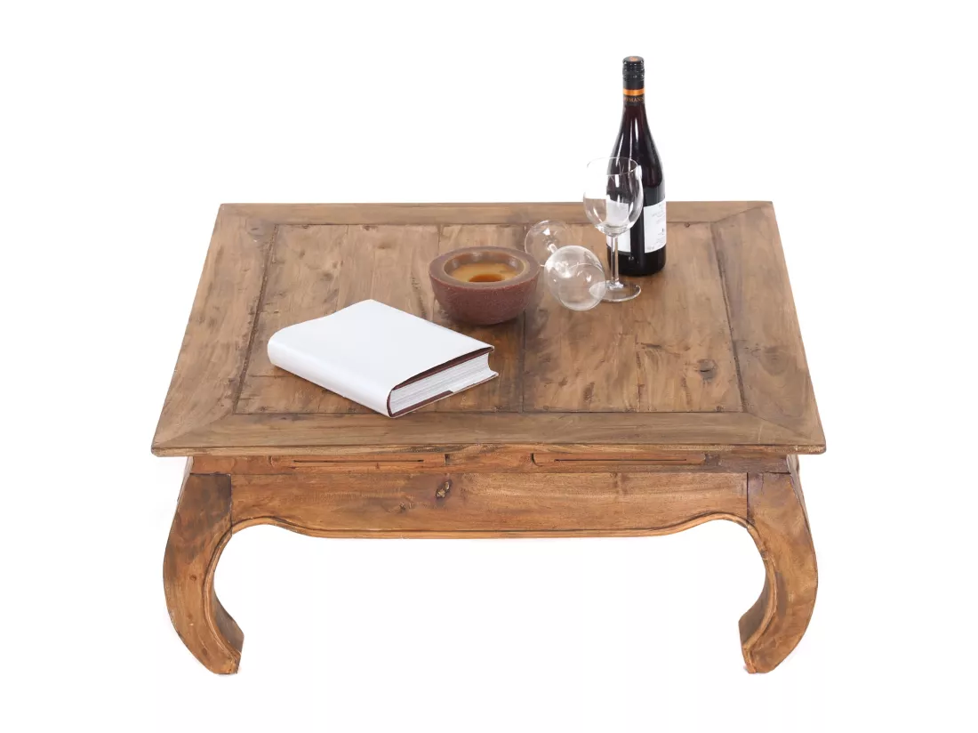 TABLE À OPIUM MAHA Bois massif marron