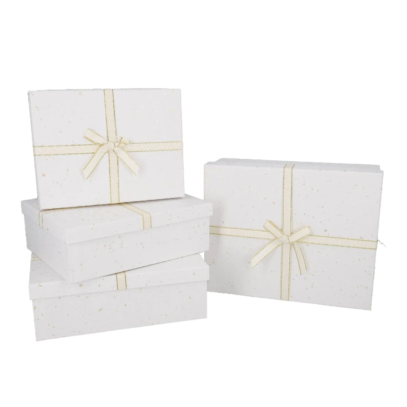 4er Set Geschenkkarton Sprenkel, weiß