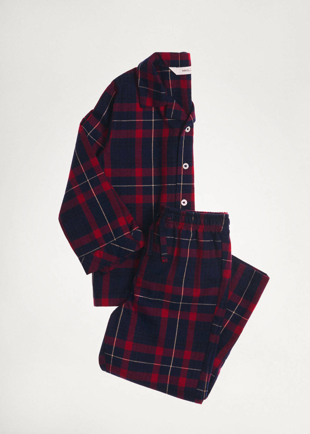 Mango Kids geruite pyjama donkerrood/donkerblauw