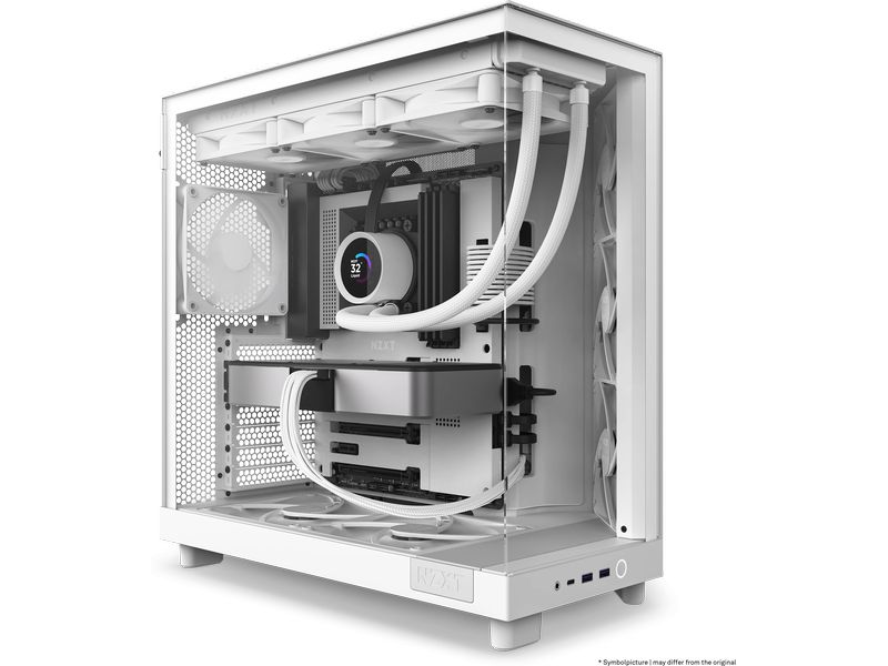 NZXT PC-Gehäuse H6 Flow Weiss Kompaktes Mid-Tower-Gehäuse mit hohem Luftstrom