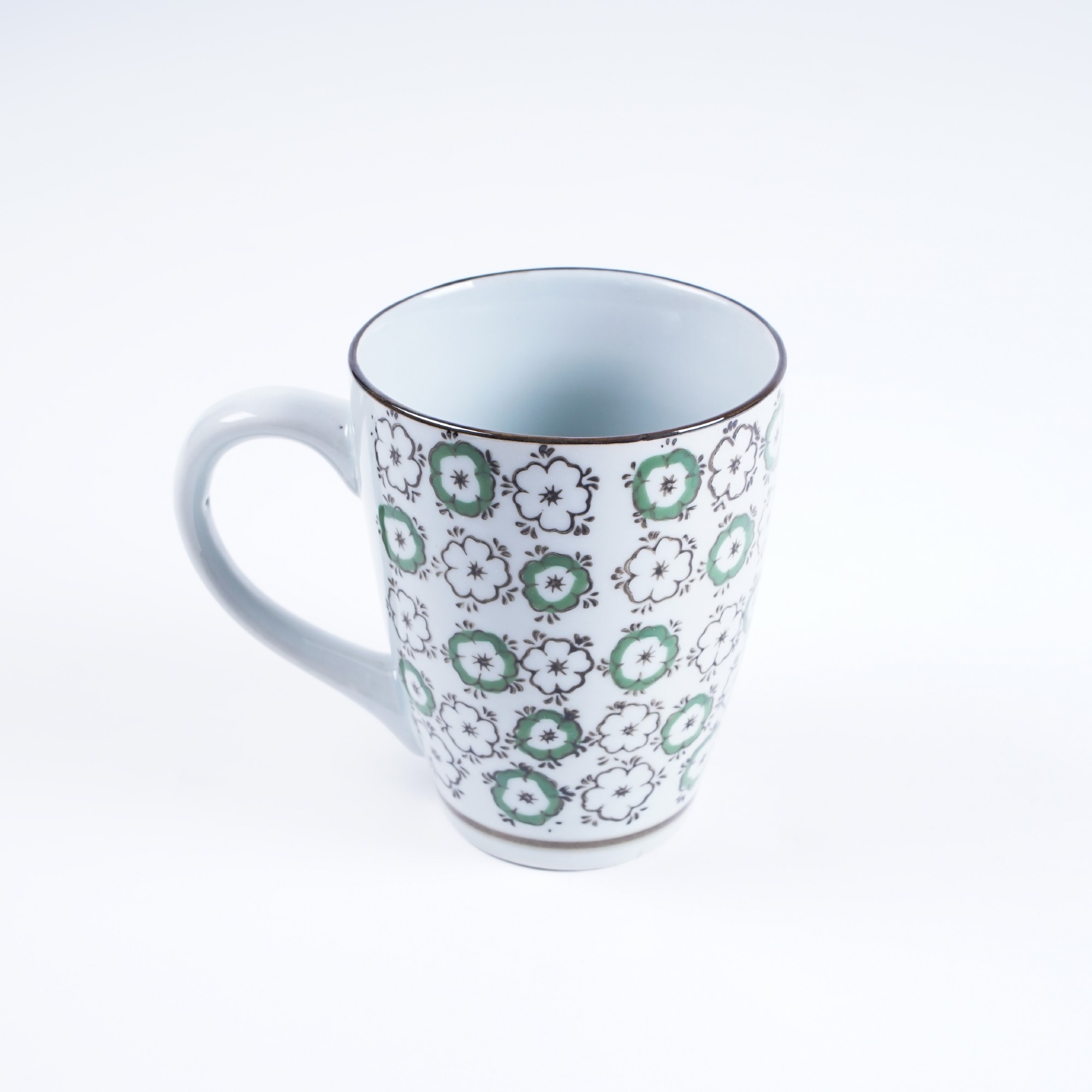 Tasse Gordes 'Grüne Blüte', weiß/grün, H 12 cm, Ø 9,5 cm zu 4,80
