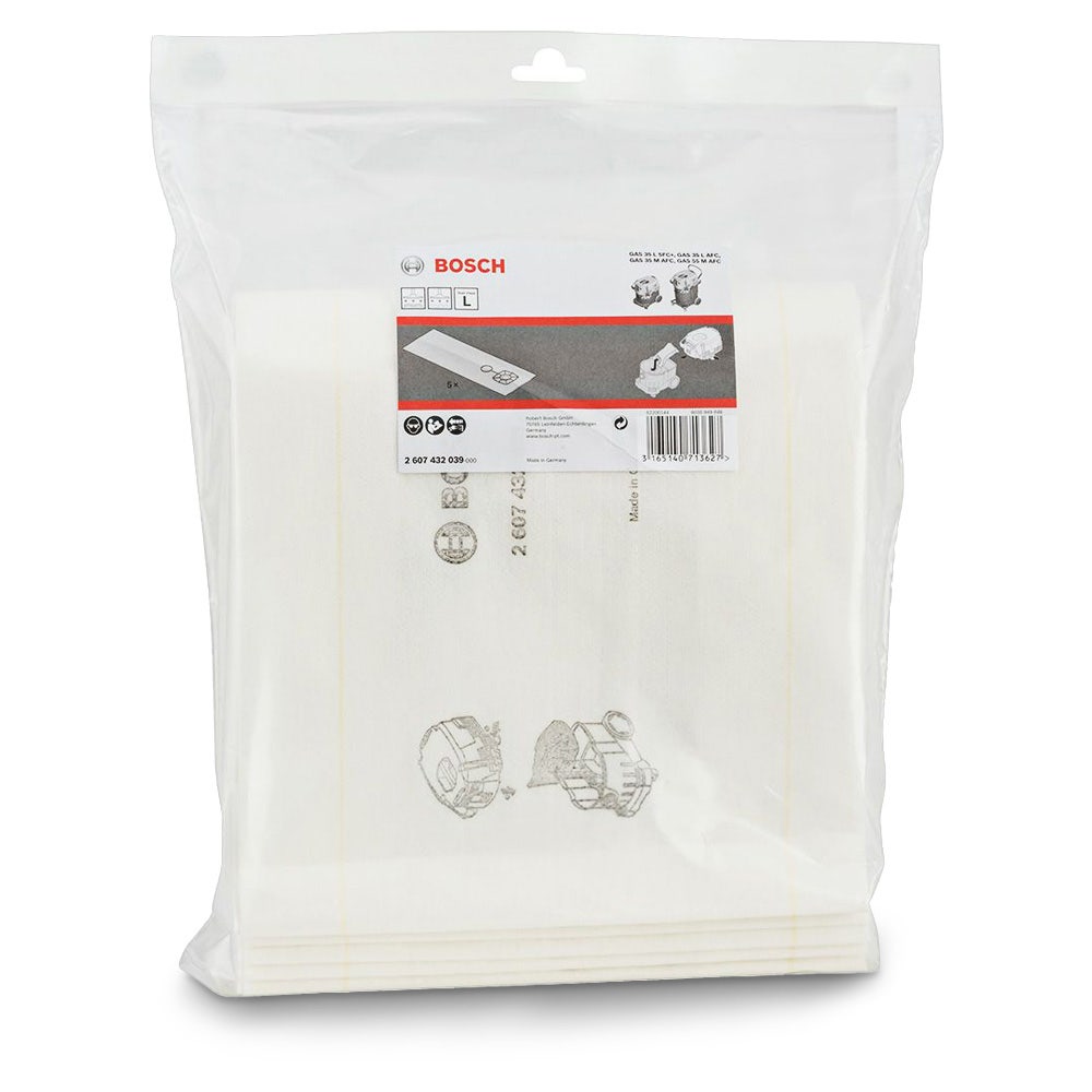 Pacote com 5 sacos de filtro para aspirador de líquidos BOSCH 2607432039