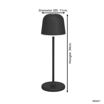 Eglo USB oplaadbare buitenlamp Mannera 2.2W zwart