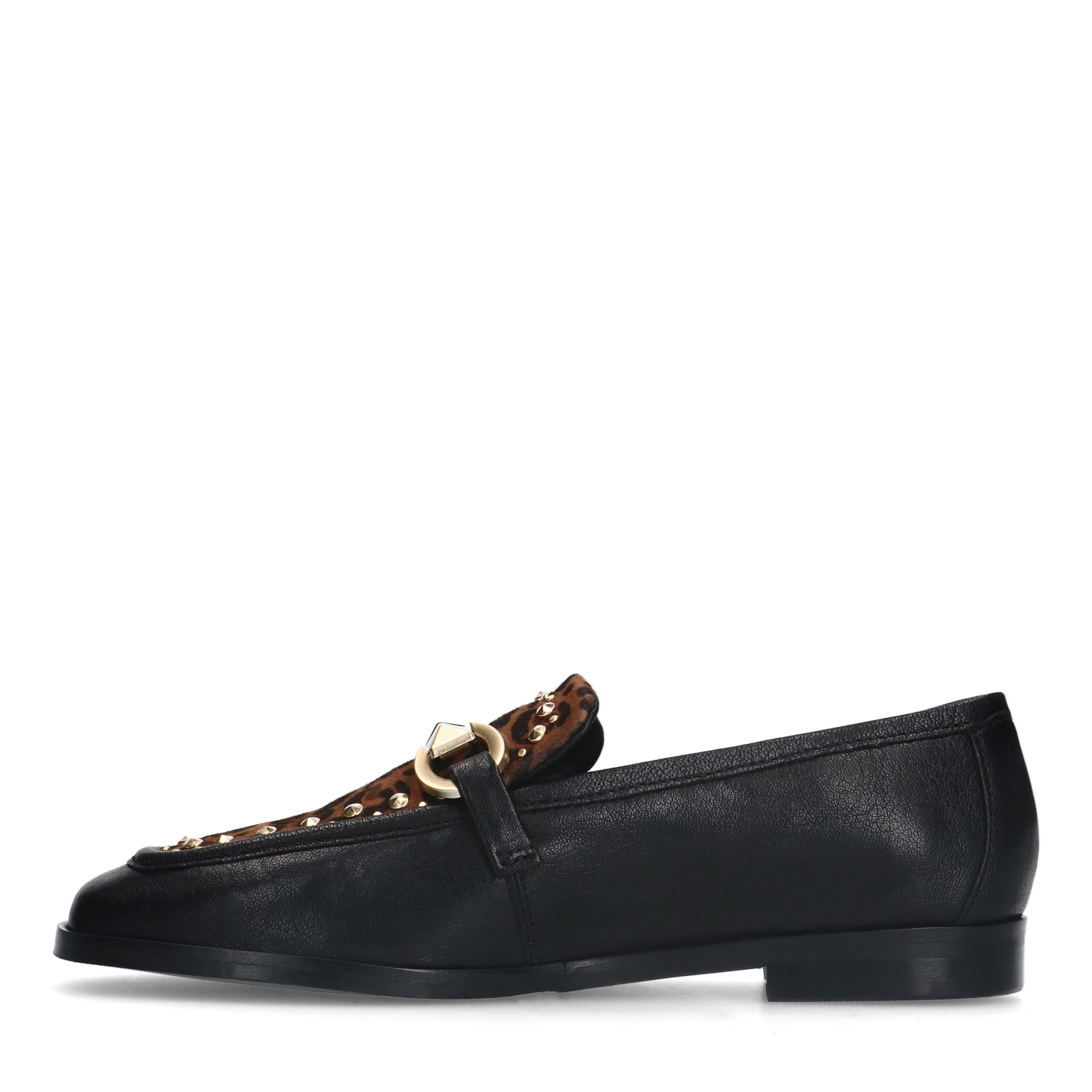 Zwarte leren loafers met details