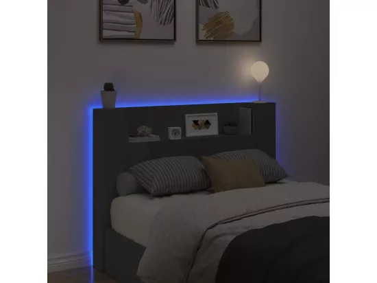 Armoire tête de lit avec LED noir 140x16,5x103,5 cm
