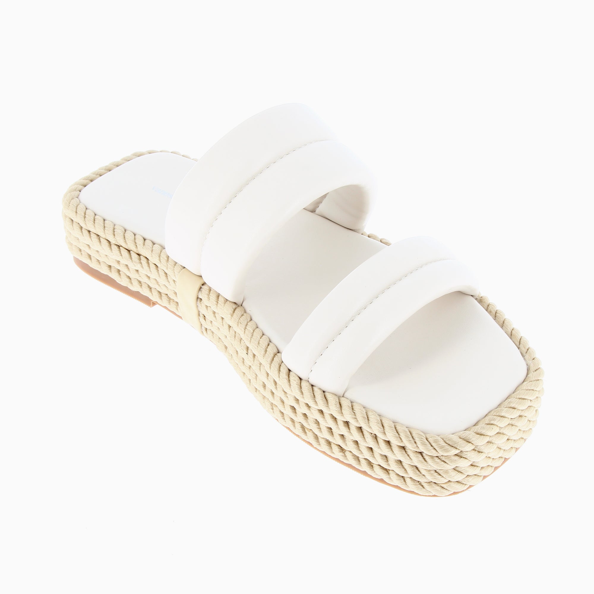 Sandales plates-Mules Nala beige clair à plateforme cordes