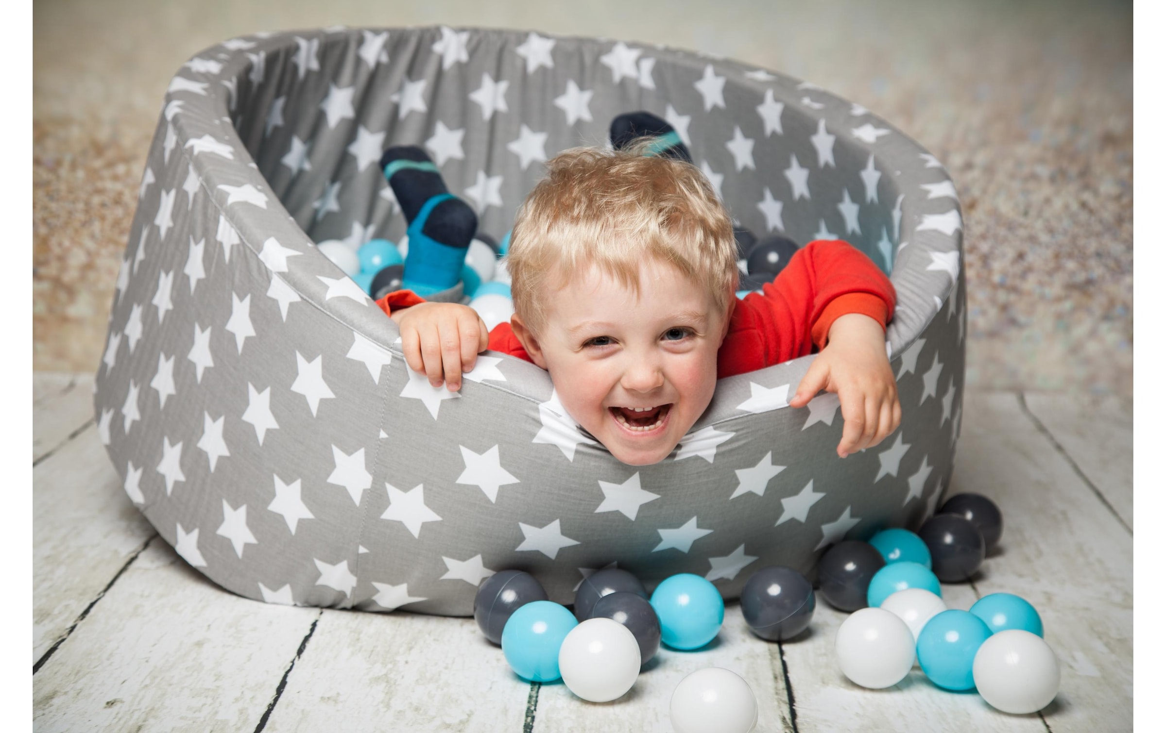 Knorrtoys® Bällebad »Grey White Stars 300 Bälle creme/grey/lightblue«