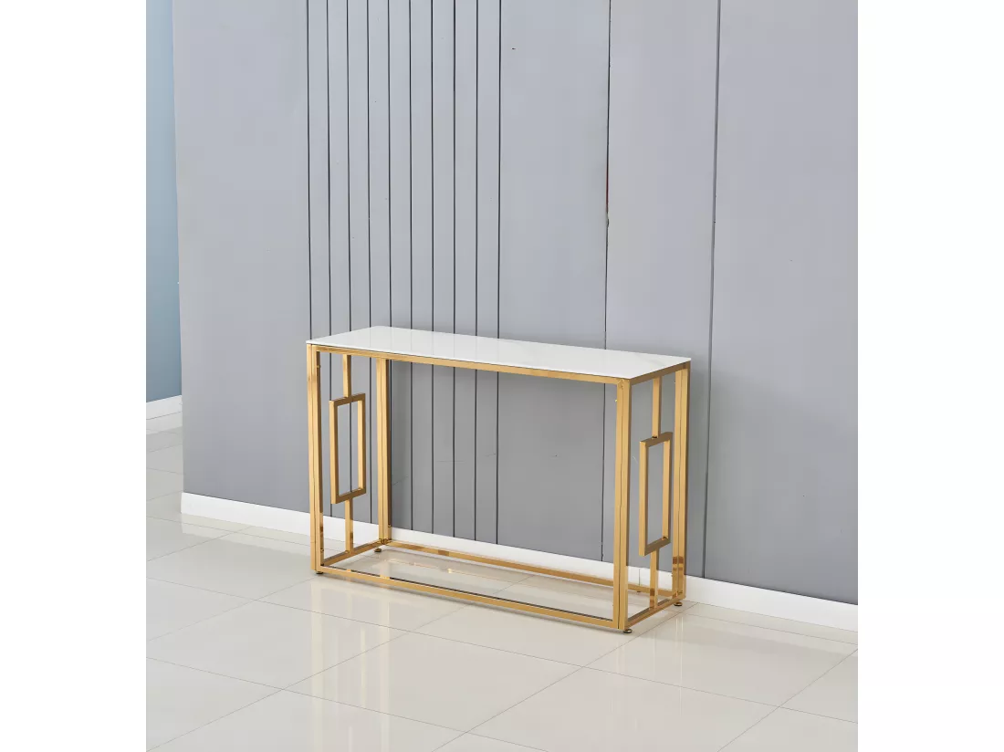 Console SOPHIE gold marbré blanc 120x40x78 cm