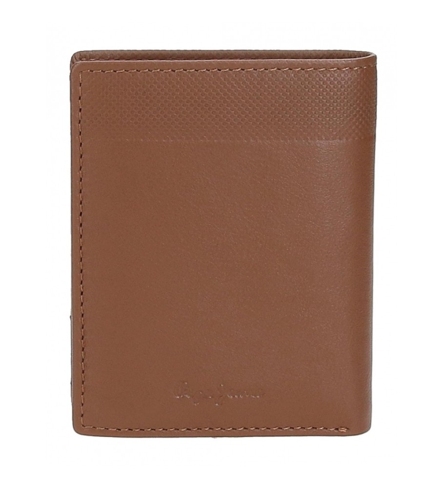 Carteira vertical de couro marrom Pepe Jeans Topper