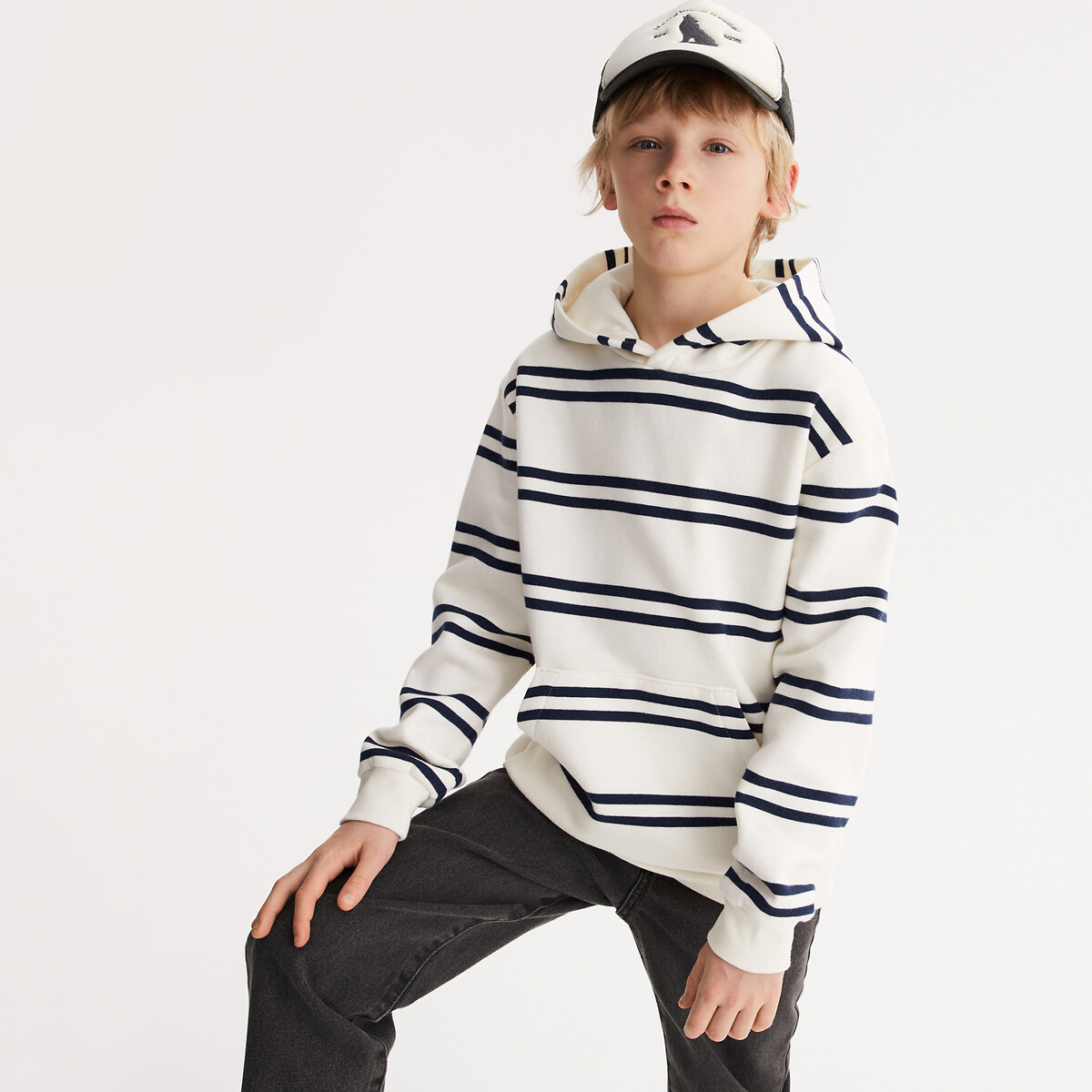 COLEÇÕES LA REDOUTE<br>Moletom com capuz listrado oversized