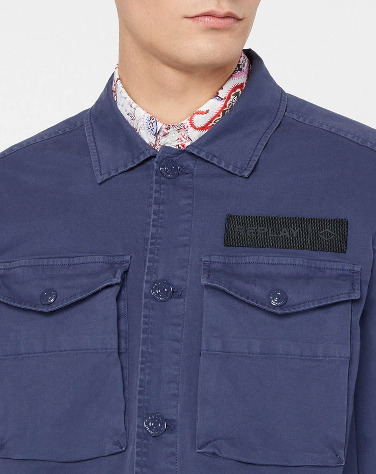 Replay Blouson saharienne patch bleu marine