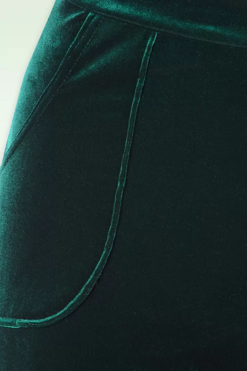 Vintage Chic for Topvintage Vienna fluwelen broek met flared pijpen in flessengroen