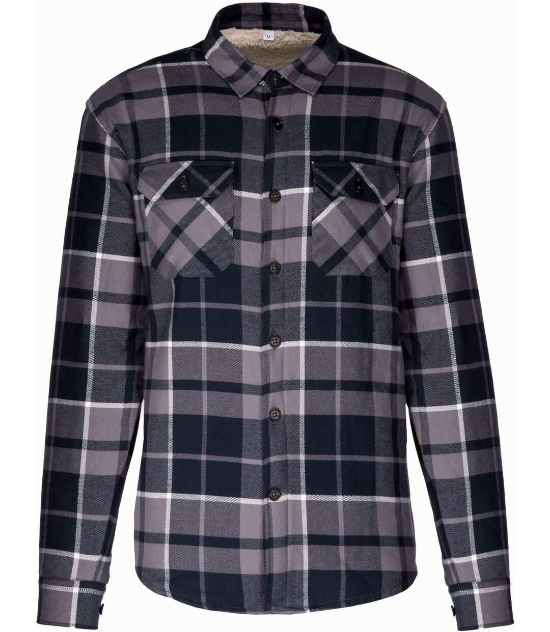 Surchemise à carreaux doublée sherpa - K579 - gris - homme