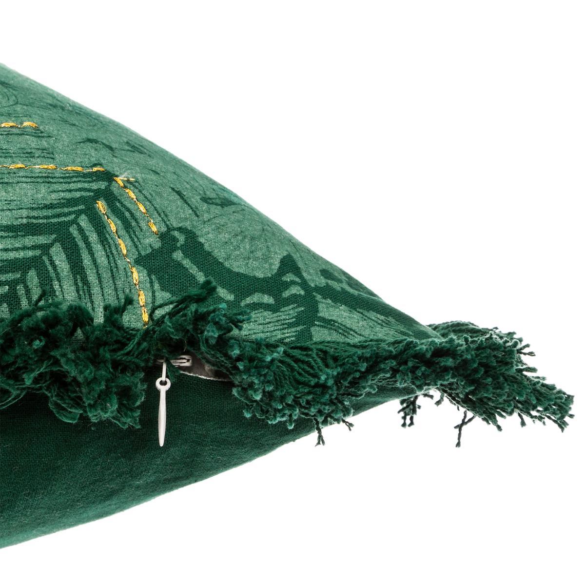 HOUSSE DE COUSSIN BRODE REVERSIBLE JUNGLE 40X40CM