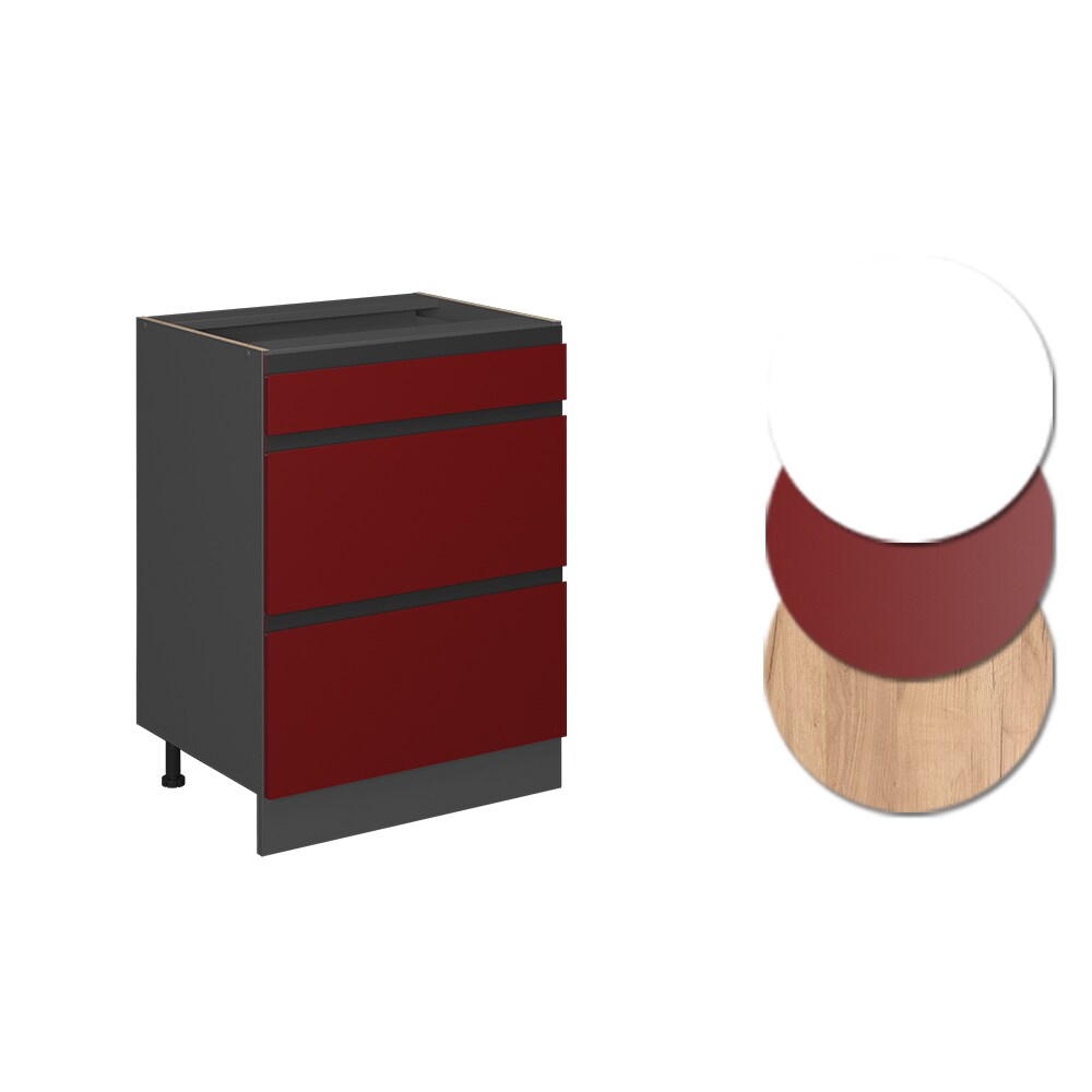 Vicco Schubladenunterschrank Küchenschrank Küchenmöbel R-Line J-Shape Anthrazit Rot 60 cm modern