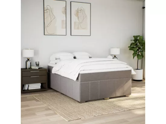 Sommier à lattes de lit avec matelas Taupe 140x190 cm Tissu