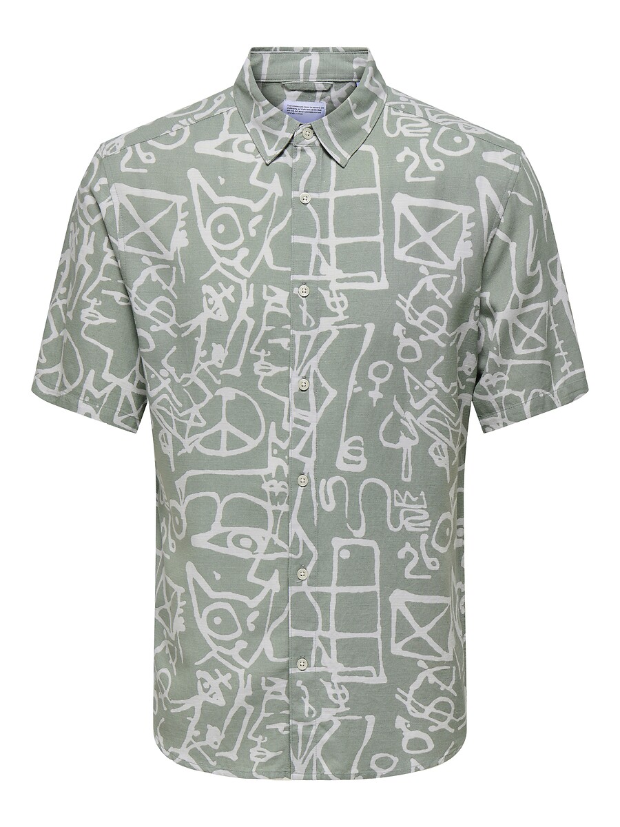 ONLY & SONS<br>Camisa estampada em viscose e linho