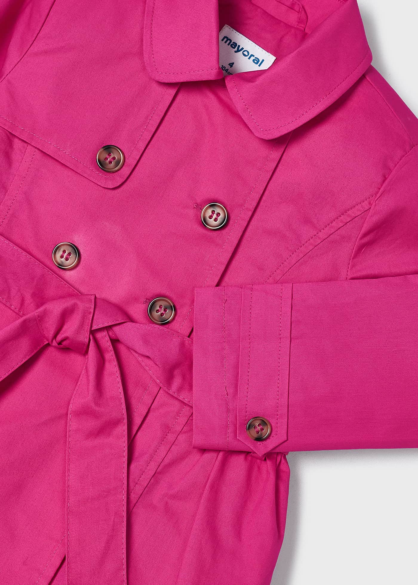Casaco trench coat fúcsia infantil com laço