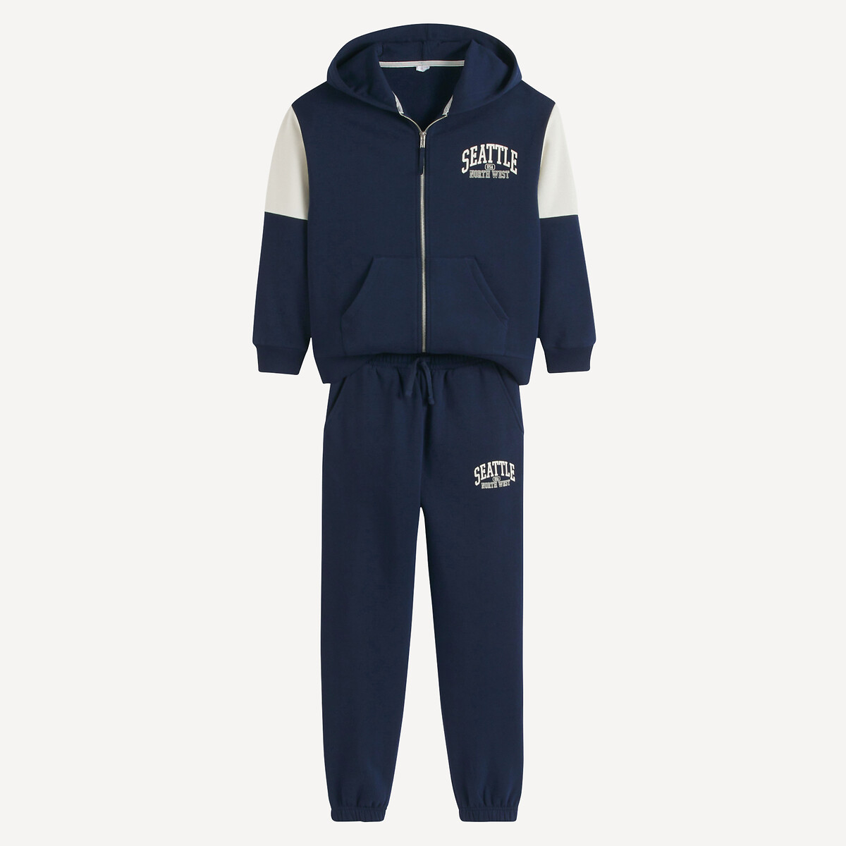 COLEÇÕES LA REDOUTE<br>Conjunto de moletom com capuz e calça de moletom mesclados