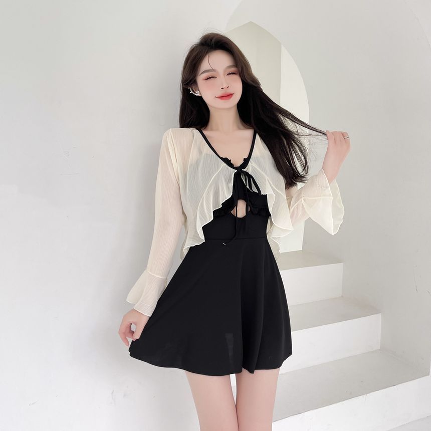 Starleraid - Set: Ruffle zwemjurk + cover-up