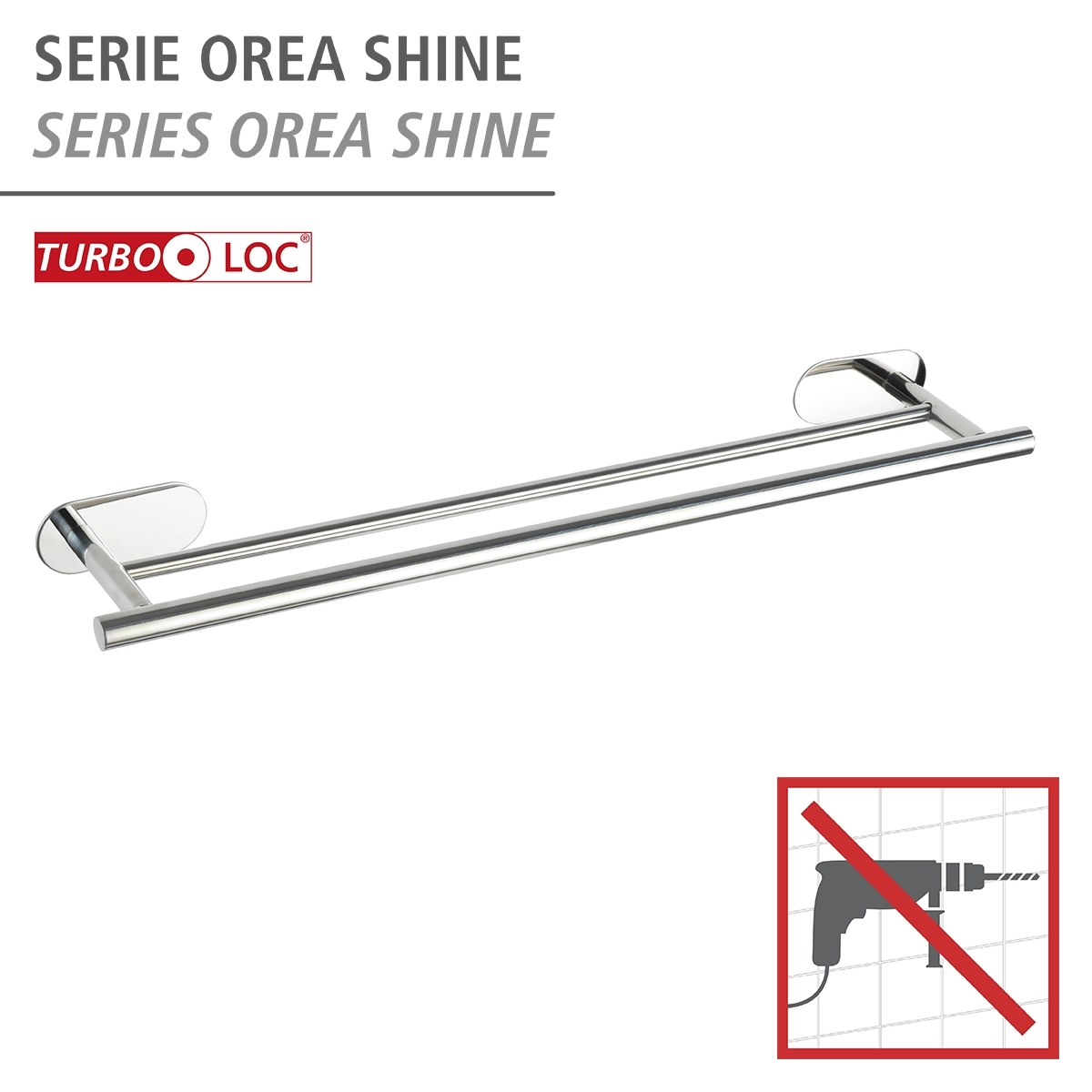 Wenko Orea turbo-loc handdoekhouder duo RVS glans